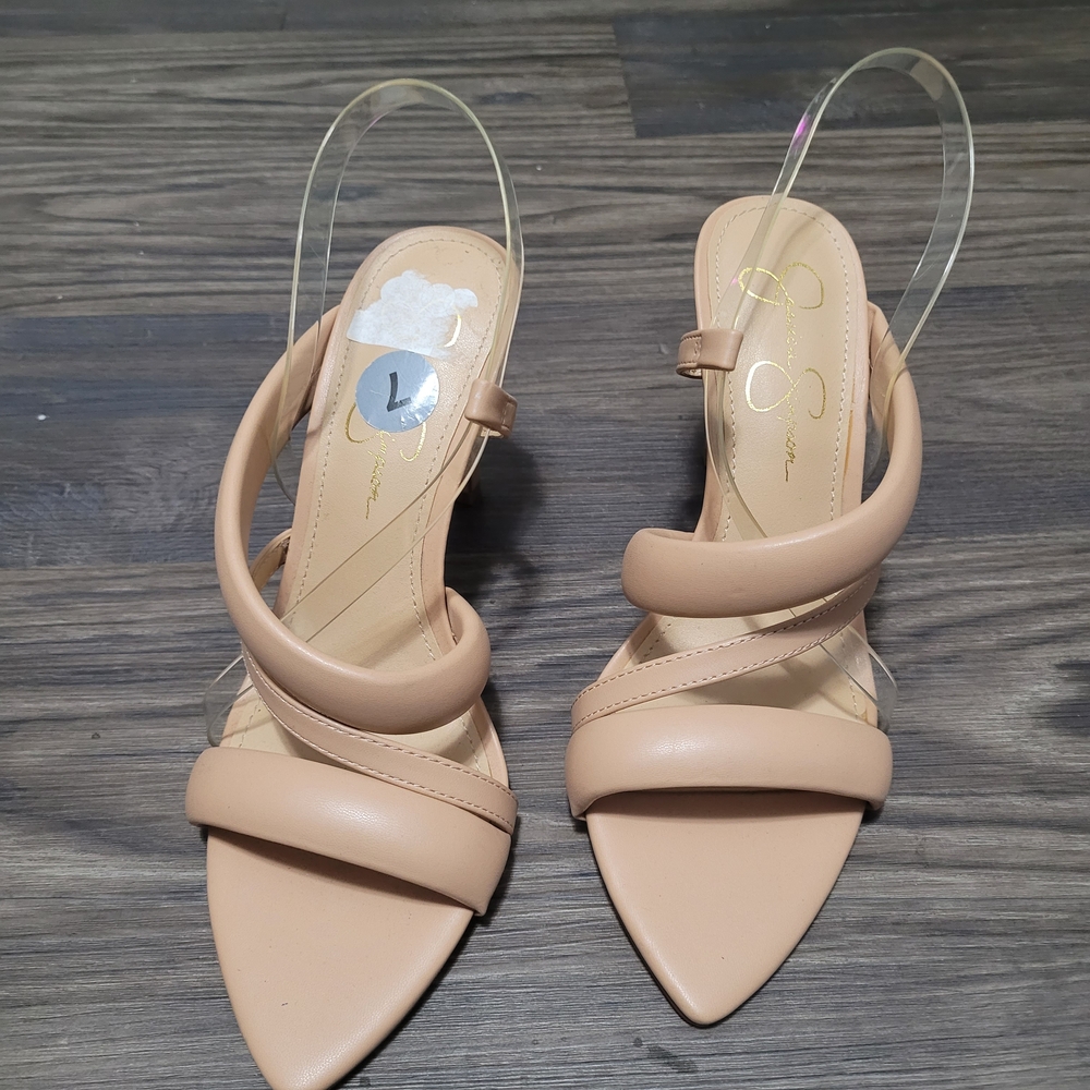 Jessica Simpson Elegant Beige Strappy Sandals Heels Size 7
